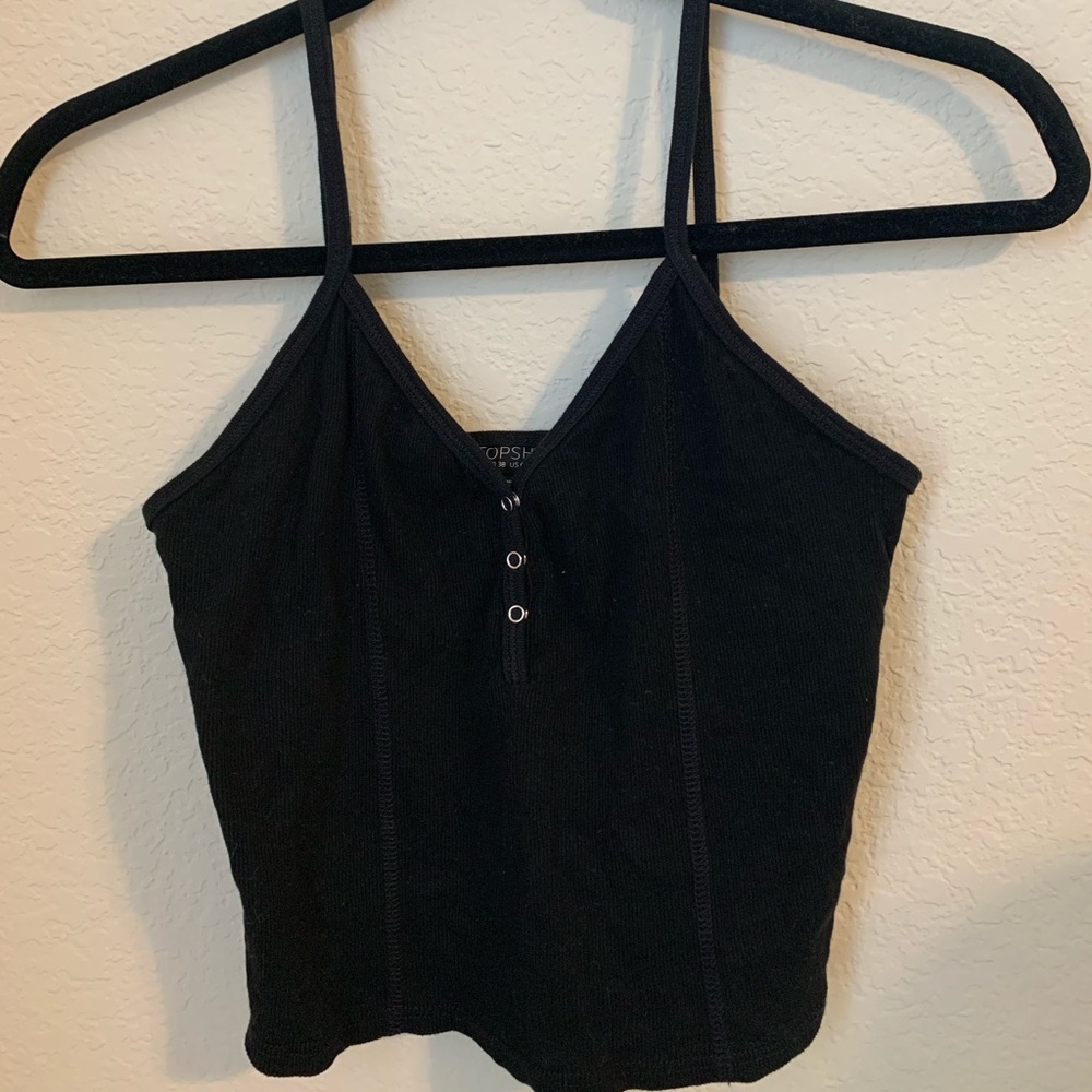 Ribbed button tank top